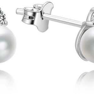 Beneto Stříbrné náušnice pecky s pravými perlami AGUP1195