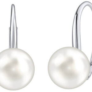 Silvego Stříbrné náušnice s bílou perlou Swarovski® Crystals VSW018ELPS