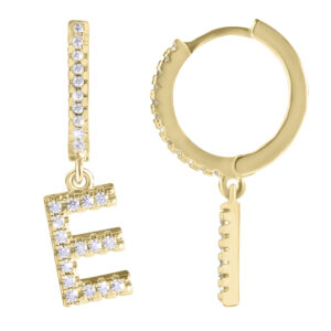 Troli Kruhová pozlacená single náušnice "E" se zirkony