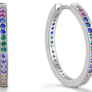 Beneto Kruhové náušnice ze stříbra se zirkony AGUC2236