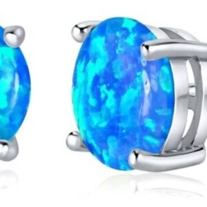 Silvego Stříbrné náušnice s modrým syntetickým opálem JJJEB302004