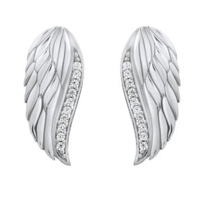 Silvego Třpytivé stříbrné náušnice Andělská křídla se zirkony Lasha FW10187E