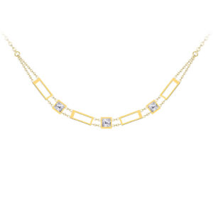 Preciosa Luxusní pozlacený náhrdelník Straight s čirým křišťálem Preciosa 7390Y00