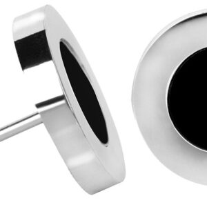 Troli Ocelové náušnice s černým středem Steel