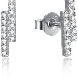 Beneto Minimalistické stříbrné náušnice s čirými zirkony AGUP2269