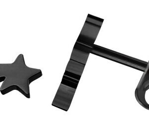 Troli Podélné černé náušnice s hvězdičkami