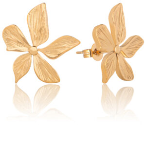 Troli Krásné pozlacené náušnice z oceli Kytičky