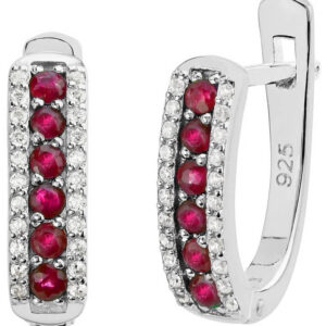 Silvego Stříbrné náušnice se syntetickým rubínem QR12RE