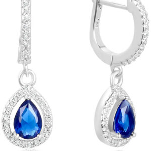 Beneto Kapkové stříbrné náušnice s modrými zirkony AGUC2248