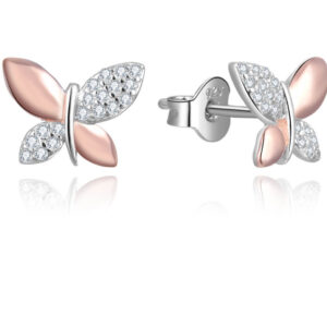 Beneto Stříbrné bicolor náušnice motýlci AGUP2614