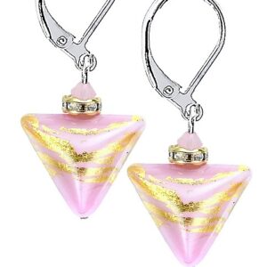 Lampglas Romantické náušnice Sweet Rose Triangle s 24karátovým zlatem v perlách Lampglas ETA9