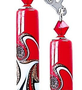 Lampglas Vášnivé náušnice Red Black s unikátní perlou Lampglas EPR12