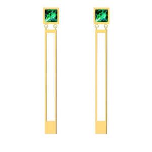 Preciosa Pozlacené ocelové náušnice Straight se zeleným křišťálem Preciosa 7393Y66