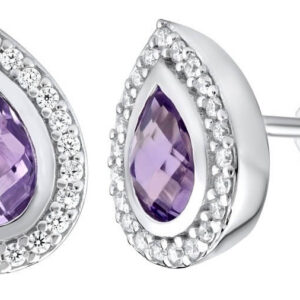 Silvego Luxusní náušnice kapky s přírodním ametystem FWE9395AM