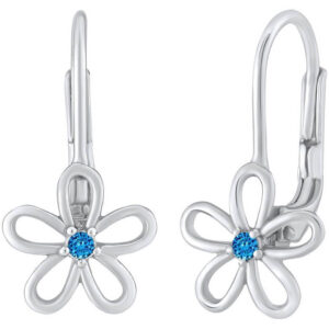 Silvego Stříbrné náušnice - květ s modrým Swarovski® Zirkonem SILVEGOB31857SB