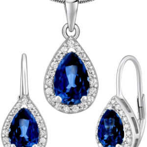 Silvego Stříbrný set MONACO se safírem LPS0341BS (náušnice