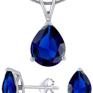 Silvego Stříbrný set s tmavě modrým křišťálovým sklem JJJS4TM5 (náušnice