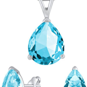 Silvego Stříbrný set šperků s tyrkysovým křišťálovým sklem JJJS222 (náušnice