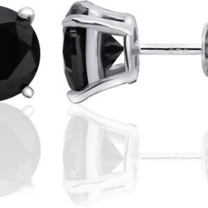 Beneto Moderní stříbrné náušnice pecky s černými zirkony AGUP2256