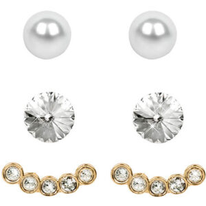 Levien Náušnice Set Ear Cuff 4 v 1 Gold Crystal White