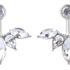 Troli Třpytivé ocelové náušnice s krystaly 2v1