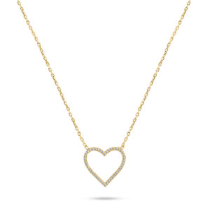 Brilio Silver Něžný pozlacený náhrdelník Srdce se zirkony NCL35Y