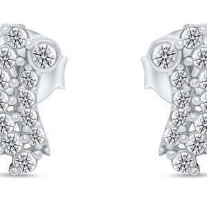 Brilio Silver Podélné stříbrné náušnice se zirkony EA358W