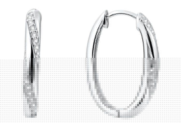 Beneto Stříbrné oválné náušnice AGUC187