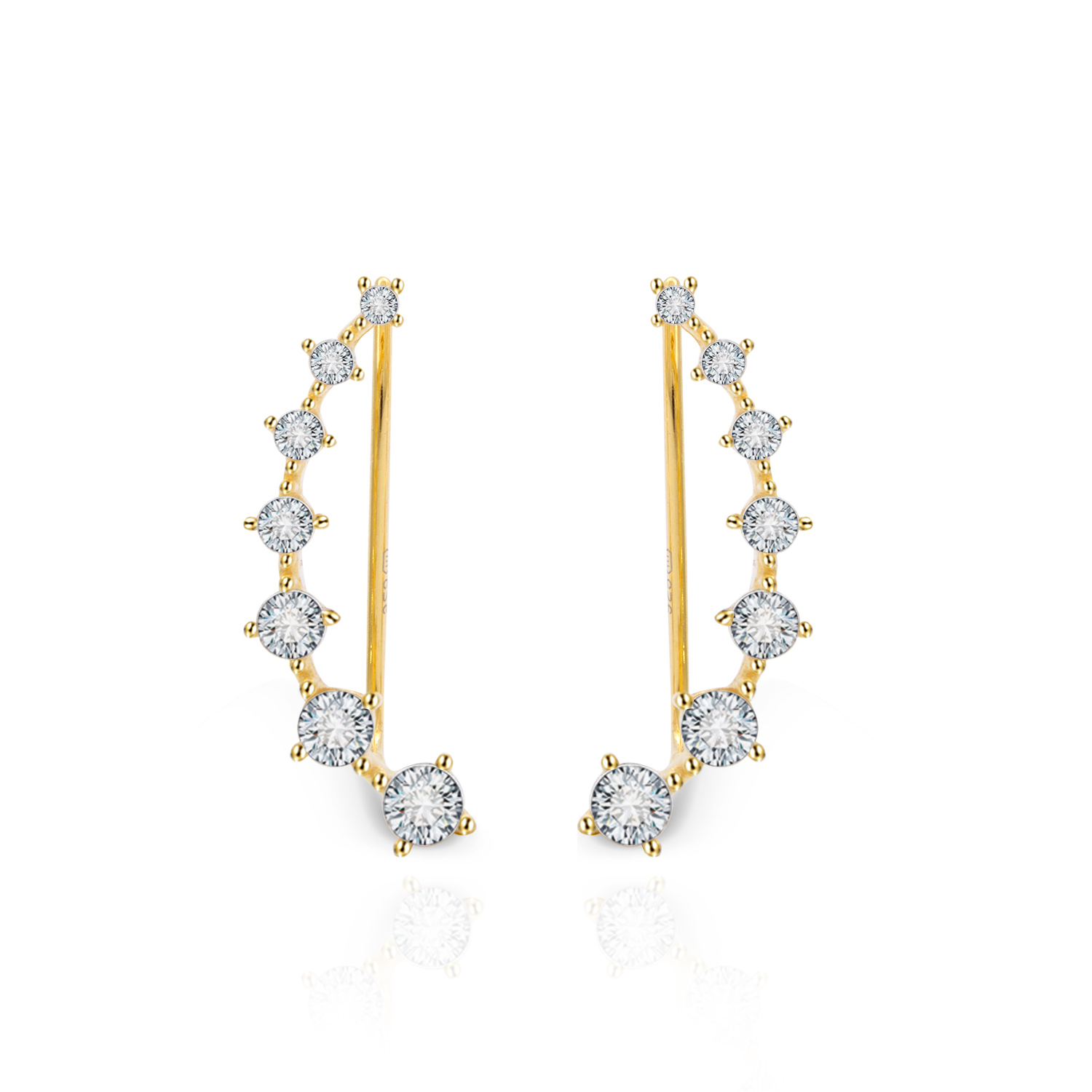 Beneto Pozlacené podélné náušnice s čirými zirkony AGU2712-G