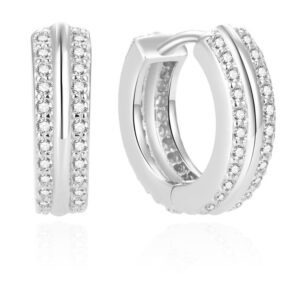 Beneto Stříbrné kruhové náušnice se zirkony AGUC2378L