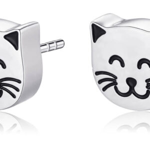 S'Agapõ Krásné ocelové náušnice Kočičky CLICK SCK154