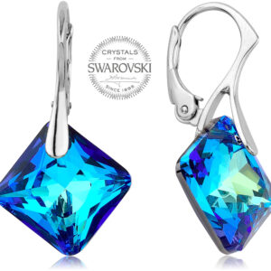 Levien Třpytivé náušnice s modrými krystaly Princess