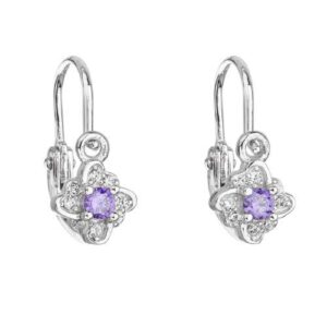 Evolution Group - Pavona Stříbrné dětské náušnice s fialovými zirkony 11175.3