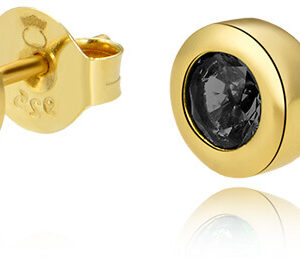 Beneto Pozlacené náušnice pecky ze stříbra s černými zirkony AGUP2259-GOLD