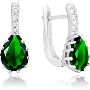 Beneto Stříbrné náušnice se zeleným krystalem AGU1198