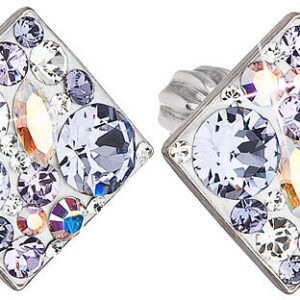 Evolution Group - Pavona Slušivé čtvercové náušnice s krystaly Violet 31169.3