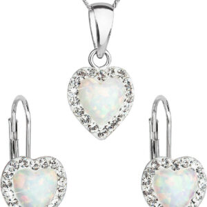 Evolution Group - Pavona Srdíčková souprava šperků s krystaly Preciosa 39161.1 & white s.opal (náušnice