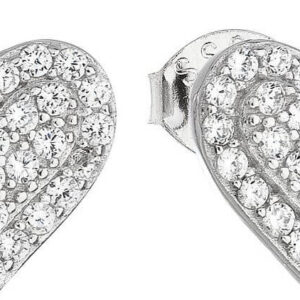 Evolution Group - Pavona Stříbrné náušnice se zirkonem bílé srdce 11115.1