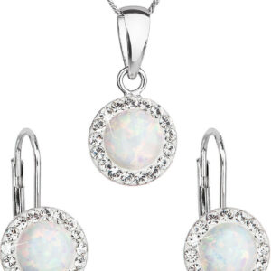 Evolution Group - Pavona Třpytivá souprava šperků s krystaly Preciosa 39160.1 & white s.opal (náušnice