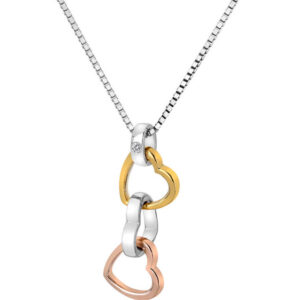 Hot Diamonds Zamilovaný tricolor náhrdelník Trio Triple Heart DP836 (řetízek