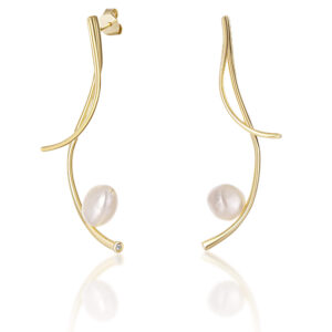 JwL Luxury Pearls Dlouhé pozlacené náušnice s pravými barokními perlami JL0682