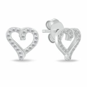 Brilio Silver Něžné stříbrné náušnice srdíčka se zirkony EA100W