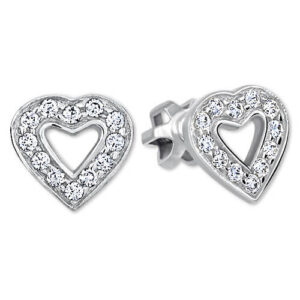 Soliter Srdíčkové náušnice z bílého zlata s krystaly 239 001 00207 07