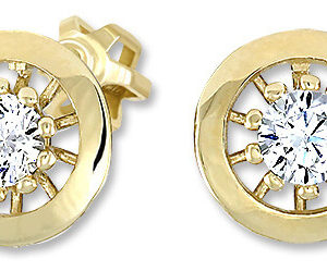 Soliter Zlaté kulaté náušnice s čirými krystaly 236 001 01044