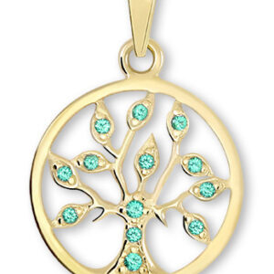 Soliter Zlatý přívěsek Strom života se zelenými krystaly 249 001 00442