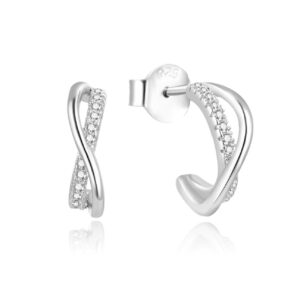 Beneto Elegantní stříbrné náušnice se zirkony AGUP2052
