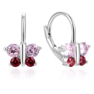 Beneto Slušivé stříbrné náušnice se zirkony Motýlci AGUC634DL