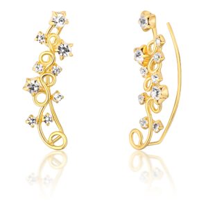 JwL Luxury Pearls Nádherné pozlacené podélné náušnice s krystaly JL0740