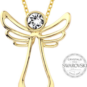 Levien Pozlacený náhrdelník s čirým krystalem Guardian Angel