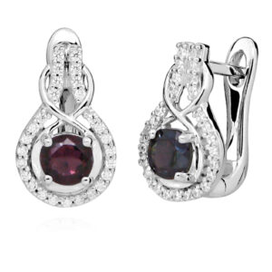 MOISS Třpytivé stříbrné náušnice s granátem EG000129